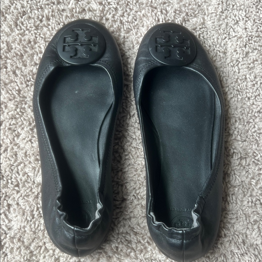 Tory Burch Black Leather Flats